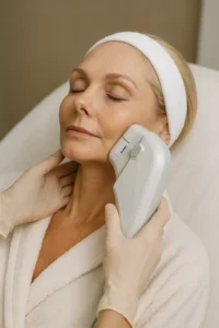 Woman receiving HIFU non surgical facelift treatment Shipston-on-Stour