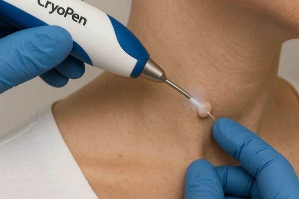 Person receiving cryotherapy Shipston-on-Stour for skin tag removal