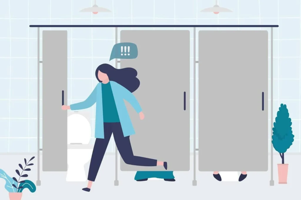 graphic of Urine incontinence Shipston-on-Stour woman running to the toilet.